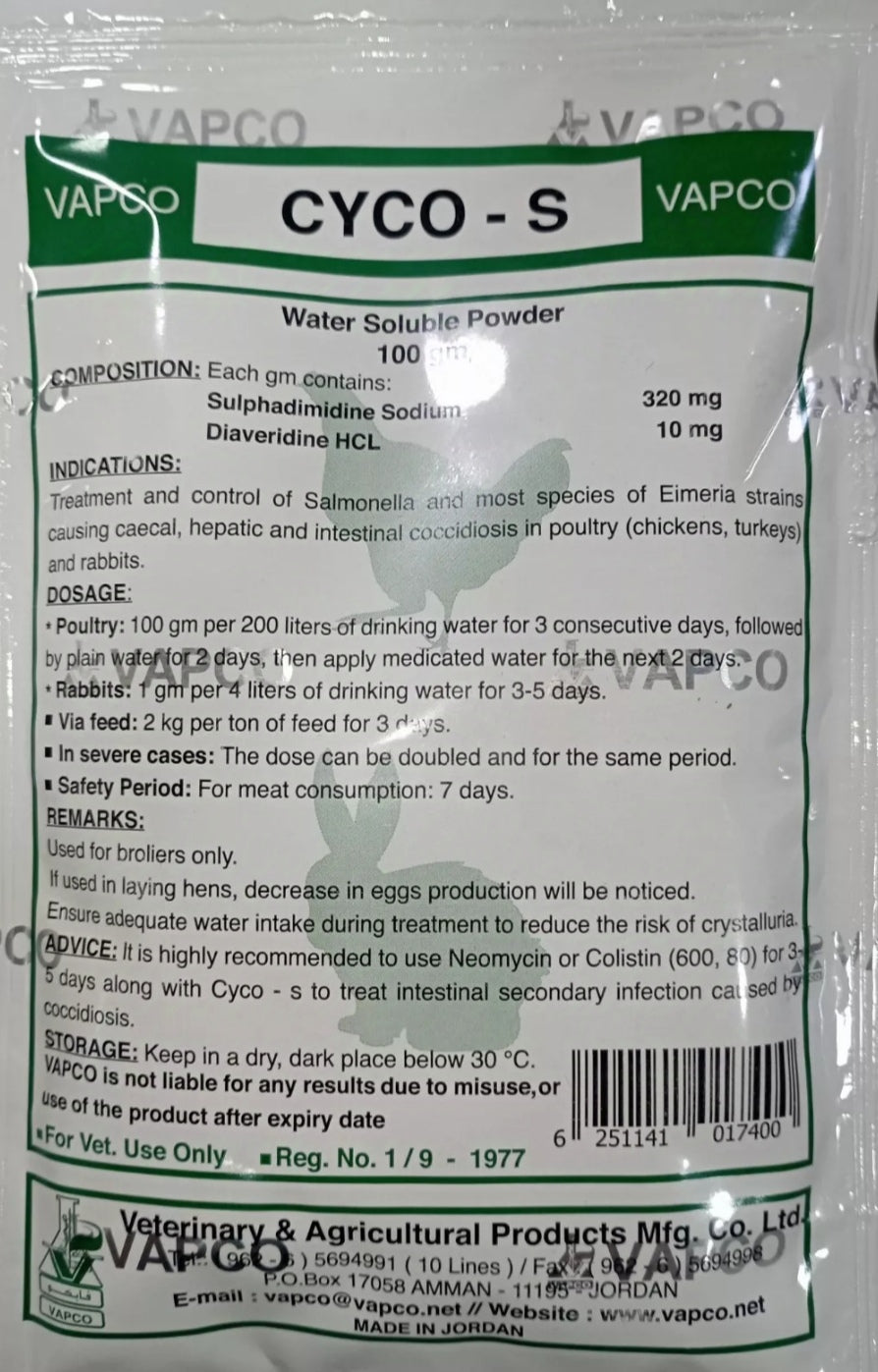 400 grams Cyco-S 100g powder for poultry