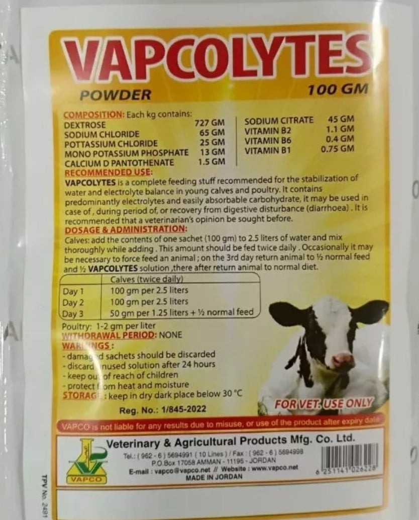 400 grams Vapcolytes pawder for poultry and cow