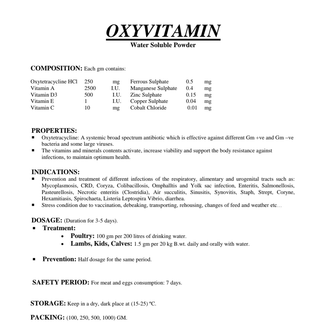 400 grams Oxy vitamin 100 gm powder for poultry