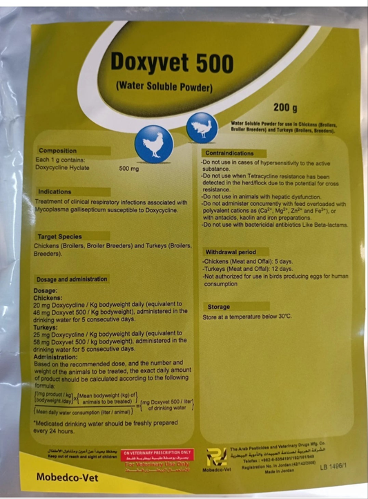 400 grams Doxycycline Powder For Chickens (Broilers,Broiler Breeders) and Turkeys.