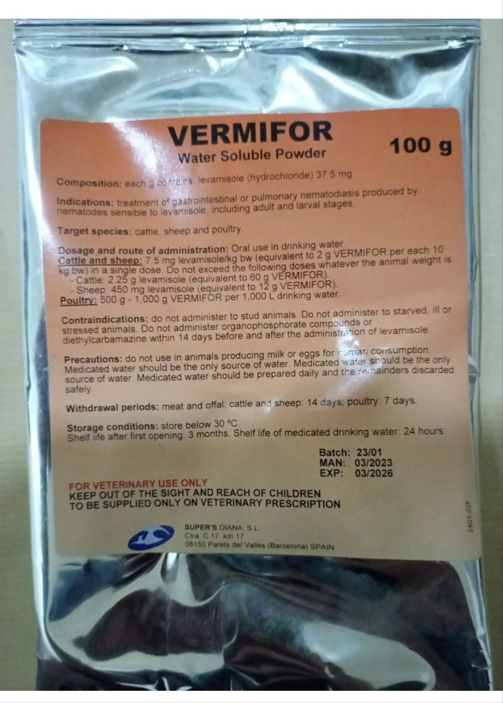 400 grams Vermifor pawder for poultry