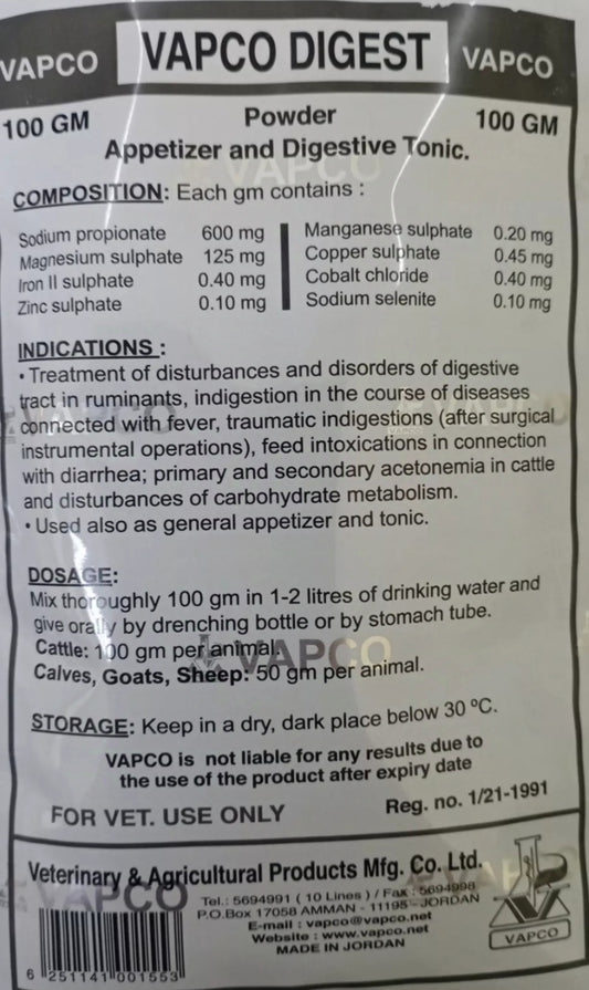 400 grams Vapco Digest powder for poultry