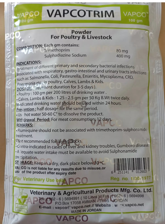 400 grams Vapcotrim powder for poultry