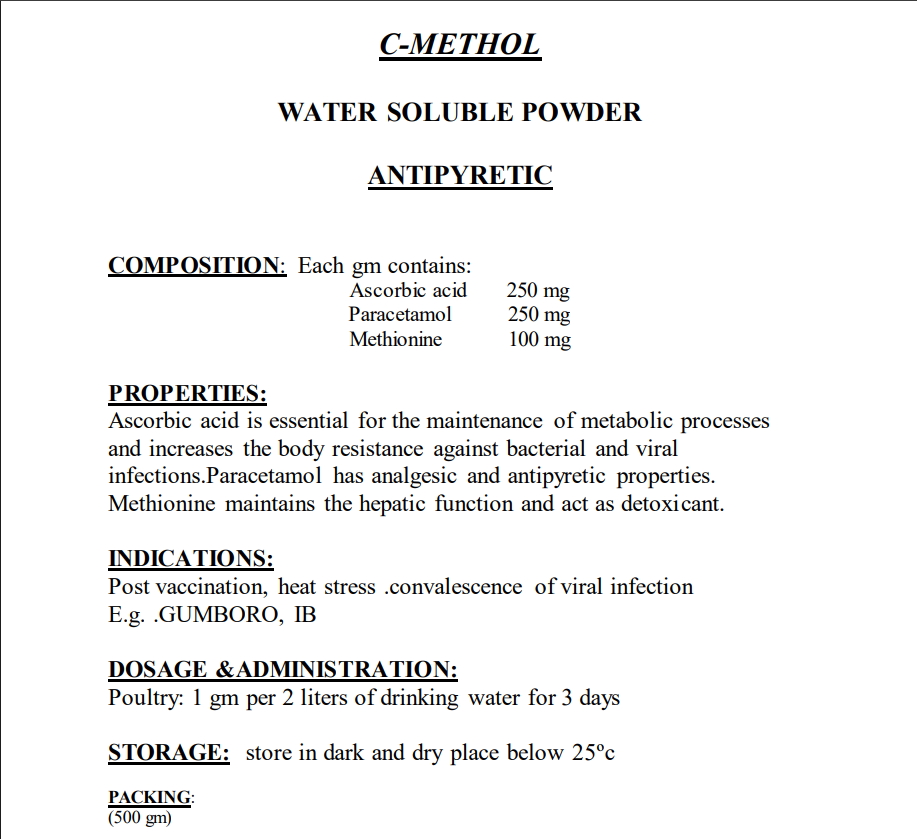 C-Methol 1 KG  WATER SOLUBLE POWDER ANTIPYRETIC